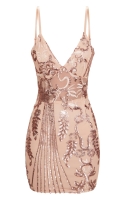 Pretty Little Thing - Bodycon Rose Gold Dress - Size 6