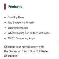 Savannah 19cm Duo Roll Knife Sharpener