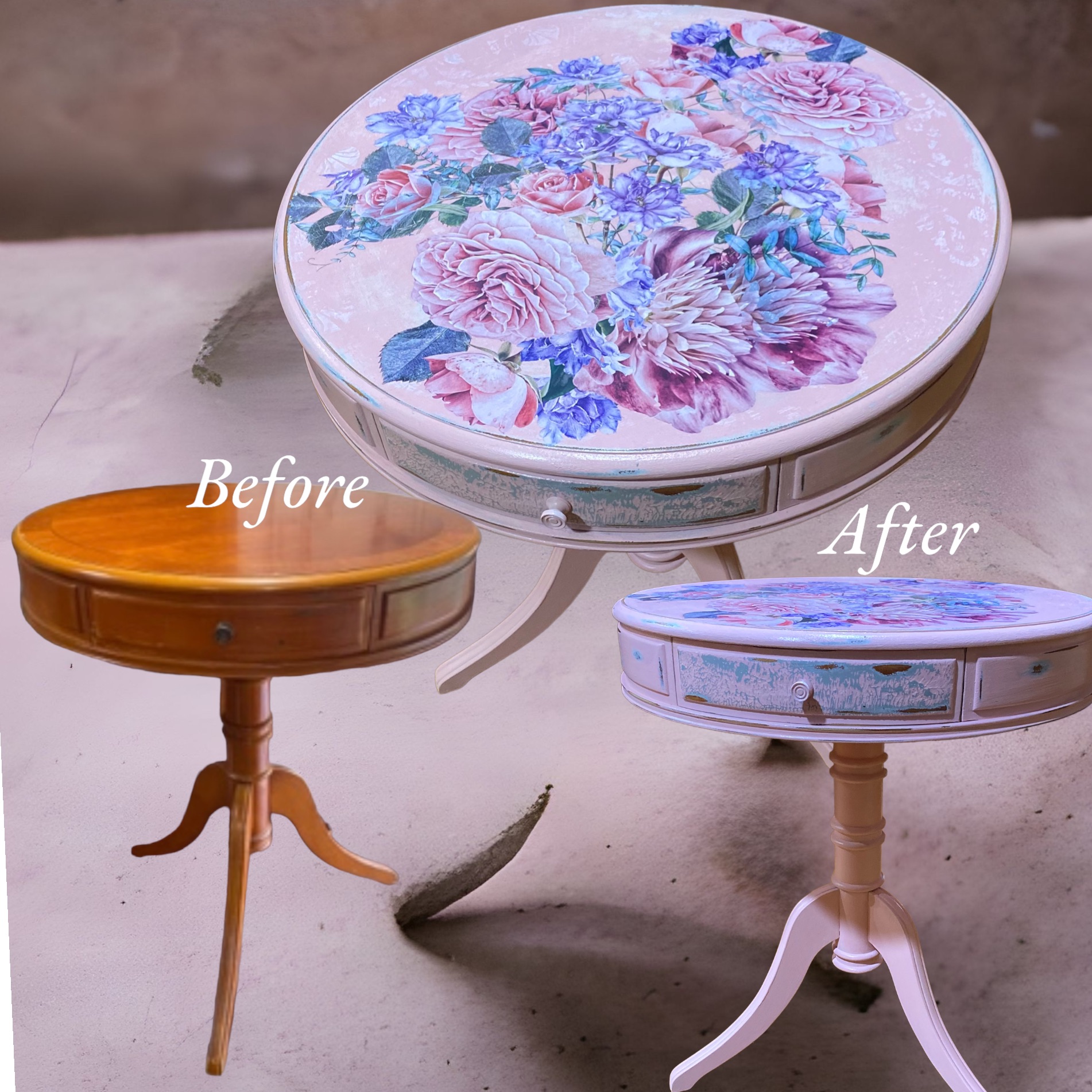 Upcycled round side table